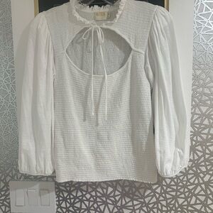 Nation LTD Abrielle Femme Cut-Out Med Ivory Women's Top 3/4 Balloon Puff Sleeve